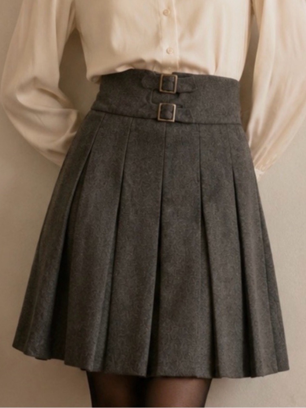 VNTG mid 1950s - Sloat & Co. New York Tailored Heavy Wool Pleated Skirt